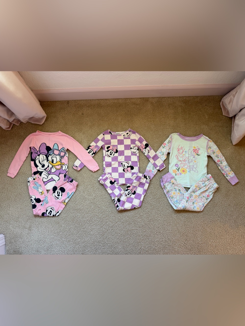 Disney Minnie and Daisy Lot of 3 Pairs of Pajamas 4T